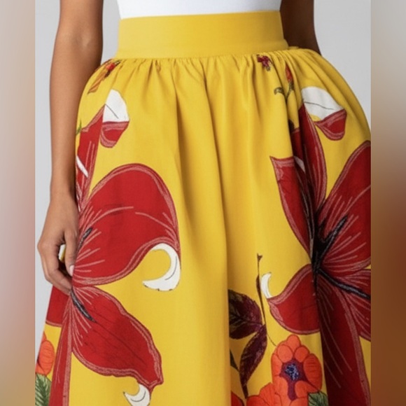Yellow Boho Floral Print Women's Skirt - Picture 4 of 10